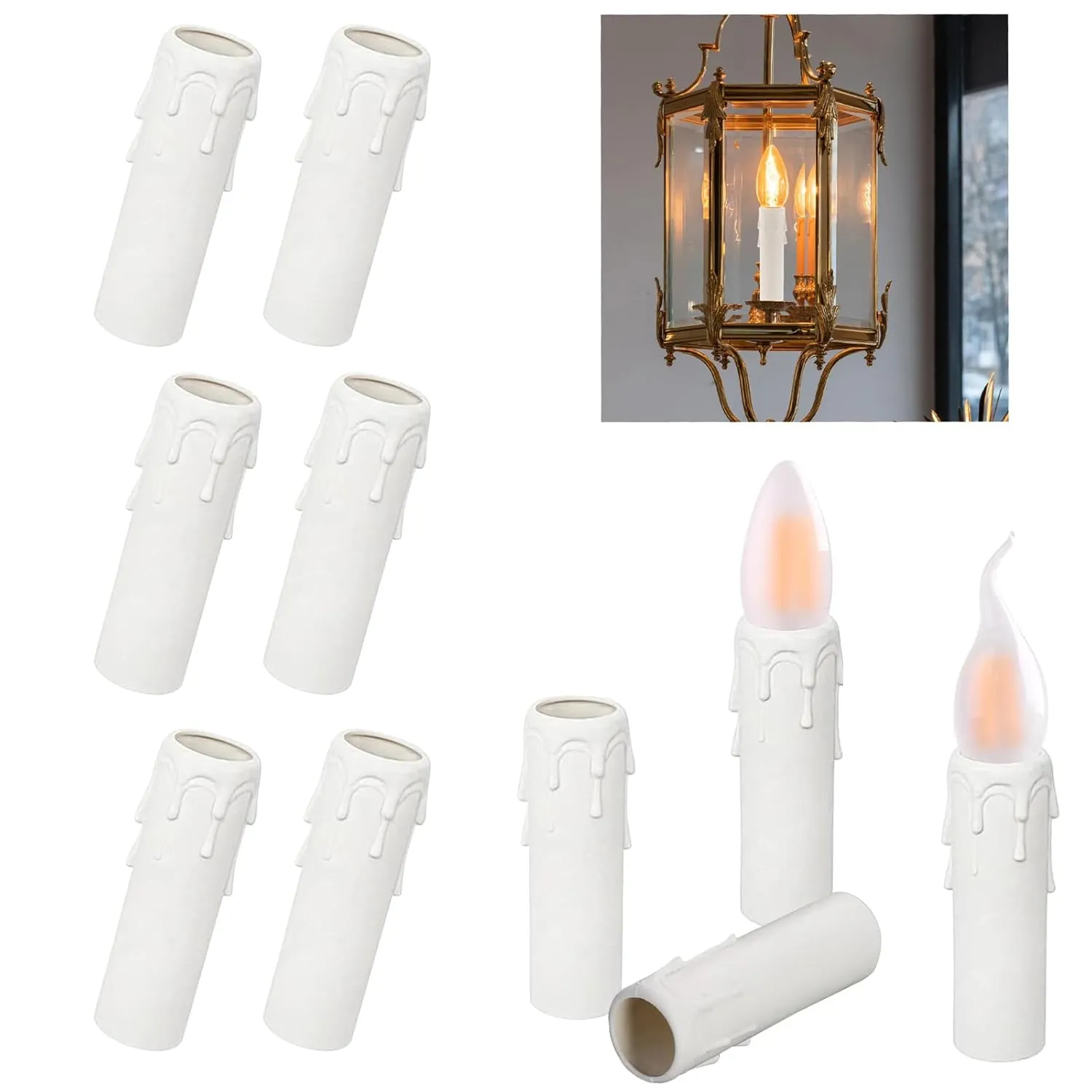 Manga para Velas de Plástico,Vela Portalámparas Casquillos,Manga para Vela,Portalámparas Vela Casquillo Lámpara,Tubo De Vela,Cas